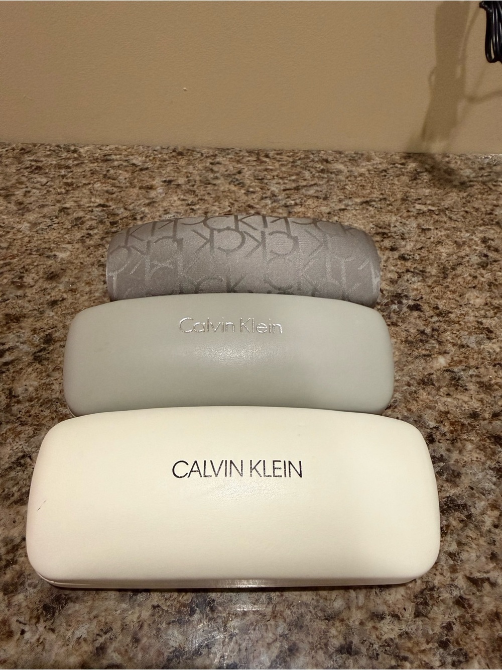 Calvin Klein White and Light Gray Eyewear Cases Trio